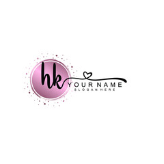 HK beautiful Initial handwriting logo template
