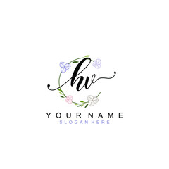 HV beautiful Initial handwriting logo template