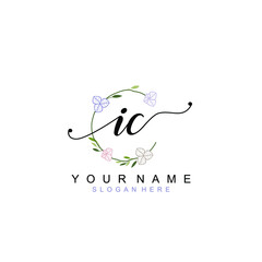IC beautiful Initial handwriting logo template