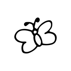 butterfly icon. sketch hand drawn doodle style. vector, minimalism, monochrome. insect, simple, naive, childish.