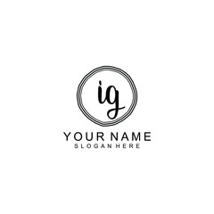 IG beautiful Initial handwriting logo template