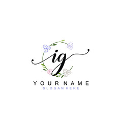 IG beautiful Initial handwriting logo template