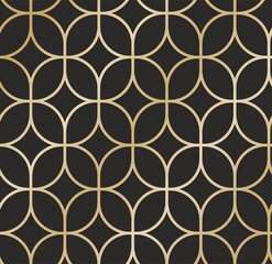 Naklejka premium Vector seamless gold muslim ornament on black background. islamic mosque. for background and wallpaper