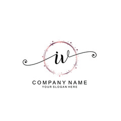 IV beautiful Initial handwriting logo template