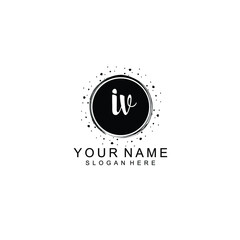 IV beautiful Initial handwriting logo template