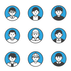 イラスト素材　上半身男性　アイコンセット