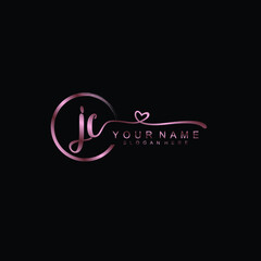 JC beautiful Initial handwriting logo template