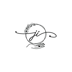 JI beautiful Initial handwriting logo template