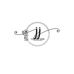 JJ beautiful Initial handwriting logo template