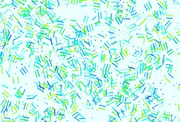 Obraz premium Light Blue, Green vector template with repeated sticks, dots.