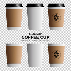 Mockup of isolated coffee cup, empty space for logo and branding, realistic  paper cup of coffee or tea