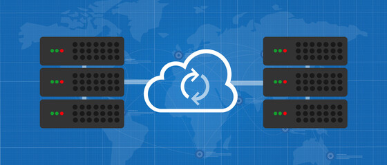 sync server data mirroring global synchronization concept in cloud technology