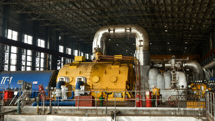 power generating unit in turbine room of coal power plant (Krasnoyarsk Krai, Russia) © ssmalomuzh