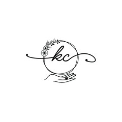 KC beautiful Initial handwriting logo template