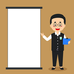 Teacher Character with Blank Board