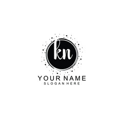 KN beautiful Initial handwriting logo template