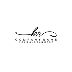 KR beautiful Initial handwriting logo template