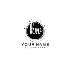 KW beautiful Initial handwriting logo template