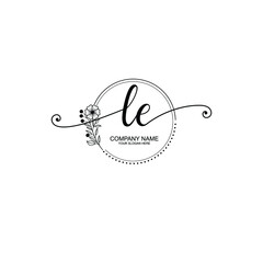 LE beautiful Initial handwriting logo template
