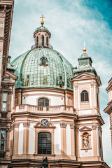 Baroque dome of Peterskirche, St. Peter's Church in historic vienna city center