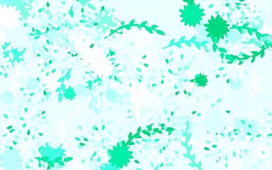 Light Green vector doodle pattern with flowers