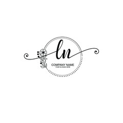 LN beautiful Initial handwriting logo template