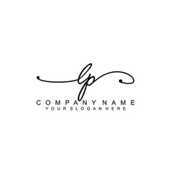 LP beautiful Initial handwriting logo template