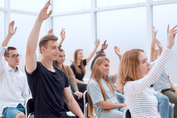 students ask questions during the youth semina