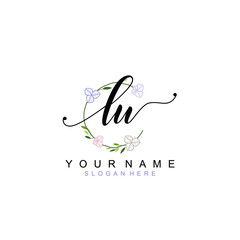 LU beautiful Initial handwriting logo template