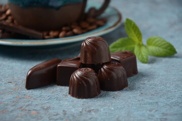 Chocolate sweets Chocolate bar pieces. Background with chocolate.