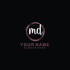 Fototapeta na wymiar MD beautiful Initial handwriting logo template