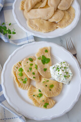 Pierogi ruskie, Baked dumplings stuffed with curd cheese and potatoes