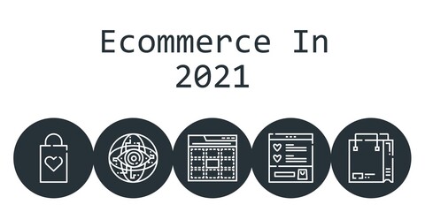 ecommerce in 2021 background concept with ecommerce in 2021 icons. Icons related shopping bag, web, wishlist, internet