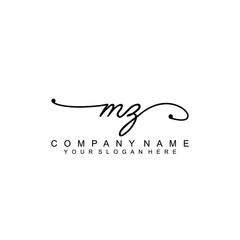 MZ beautiful Initial handwriting logo template