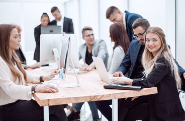 young business people work in a modern office