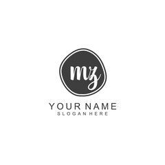 MZ beautiful Initial handwriting logo template