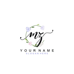 MZ beautiful Initial handwriting logo template