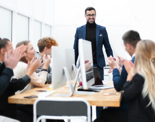 businessman holds a working meeting with the business team.
