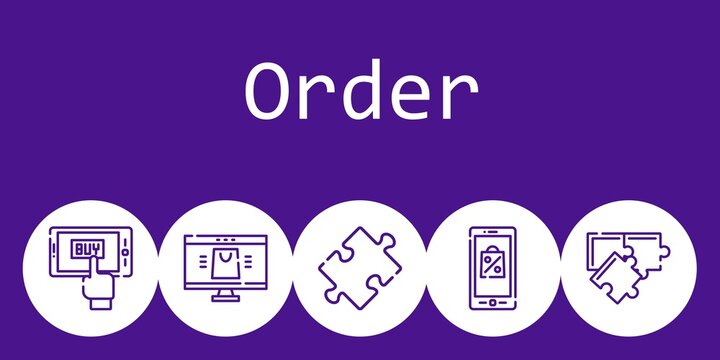 order background concept with order icons. Icons related mobile shopping, online shop, puzzle