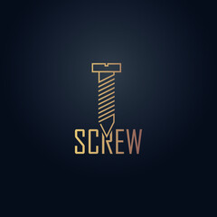 Gold effect screw vector logo design