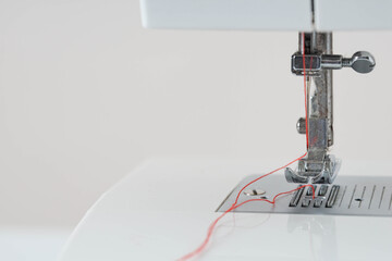 close up of sewing machine