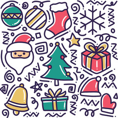 hand drawn winter collection doodle