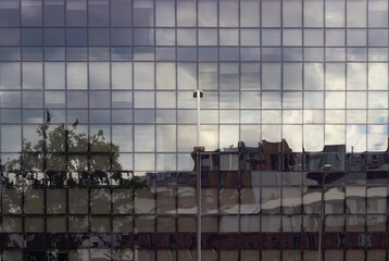 reflection in the glass building