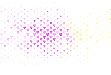 Light Pink, Yellow vector background with hearts.