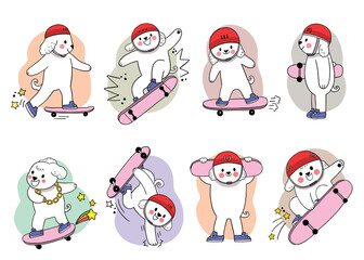 Hand draw cartoon cute Dog playing sketch board vector.