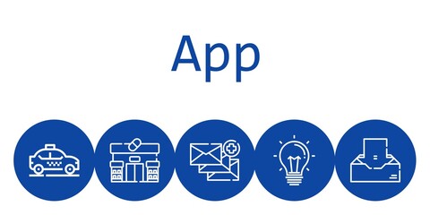app background concept with app icons. Icons related idea, taxi, pharmacy, inbox, email