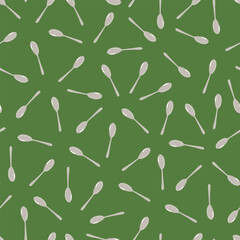 Vector green spoons scatter simplerepeat pattern. Perfect for fabric, scrapbooking and wallpaper projects.