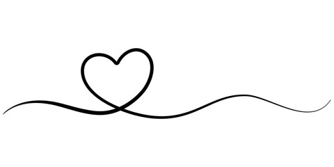 Heart Continuous Line Drawing. Heart Trendy Minimalist Line Art Illustration. One Line Abstract Drawing. Love Minimalist Contour Drawing. Vector EPS 10.