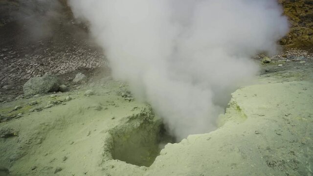 Active fumaroles in the volcano Mutnovsky, Kamchatka, Russia