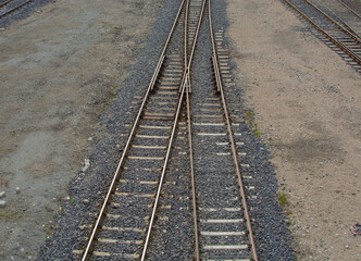 Fototapeta na wymiar The intersection of two railway lines. Railway. Rails.